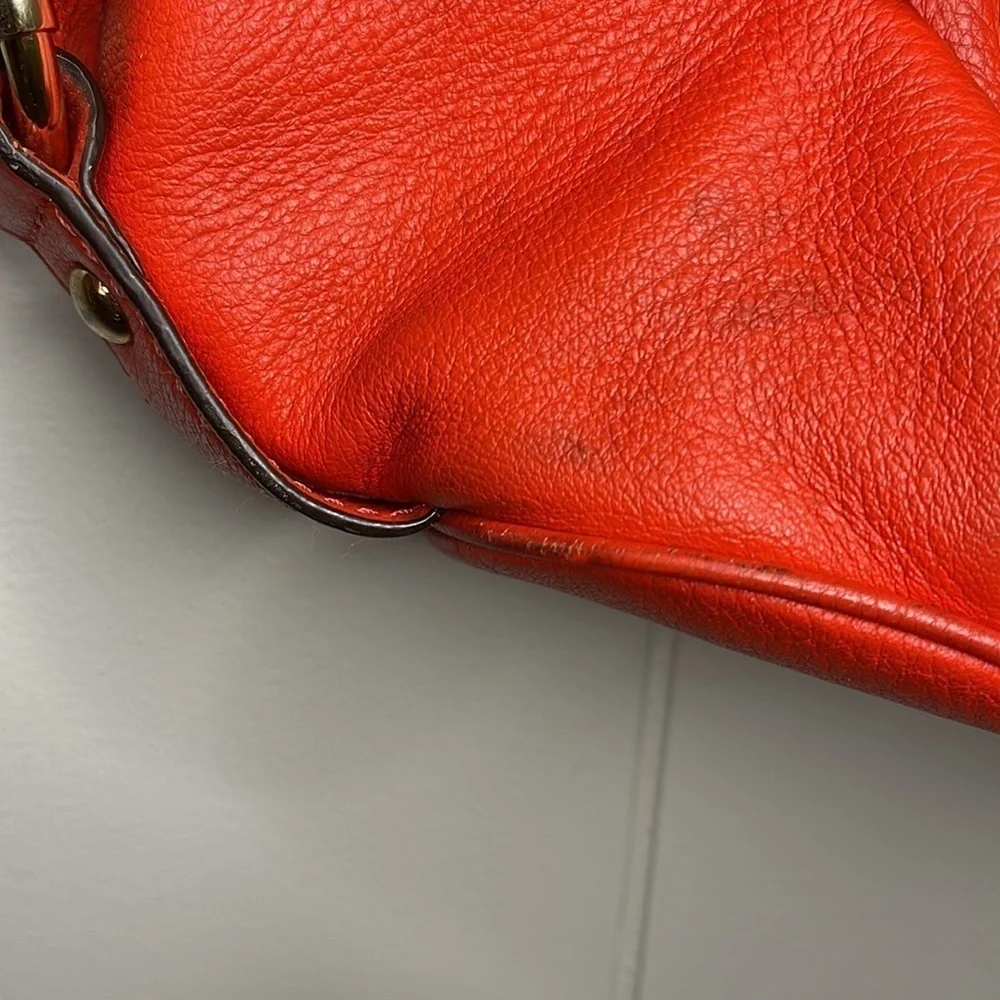 Michael Kors Fulton Orange Red Pebbled Leather Handbag Shoulder Bag